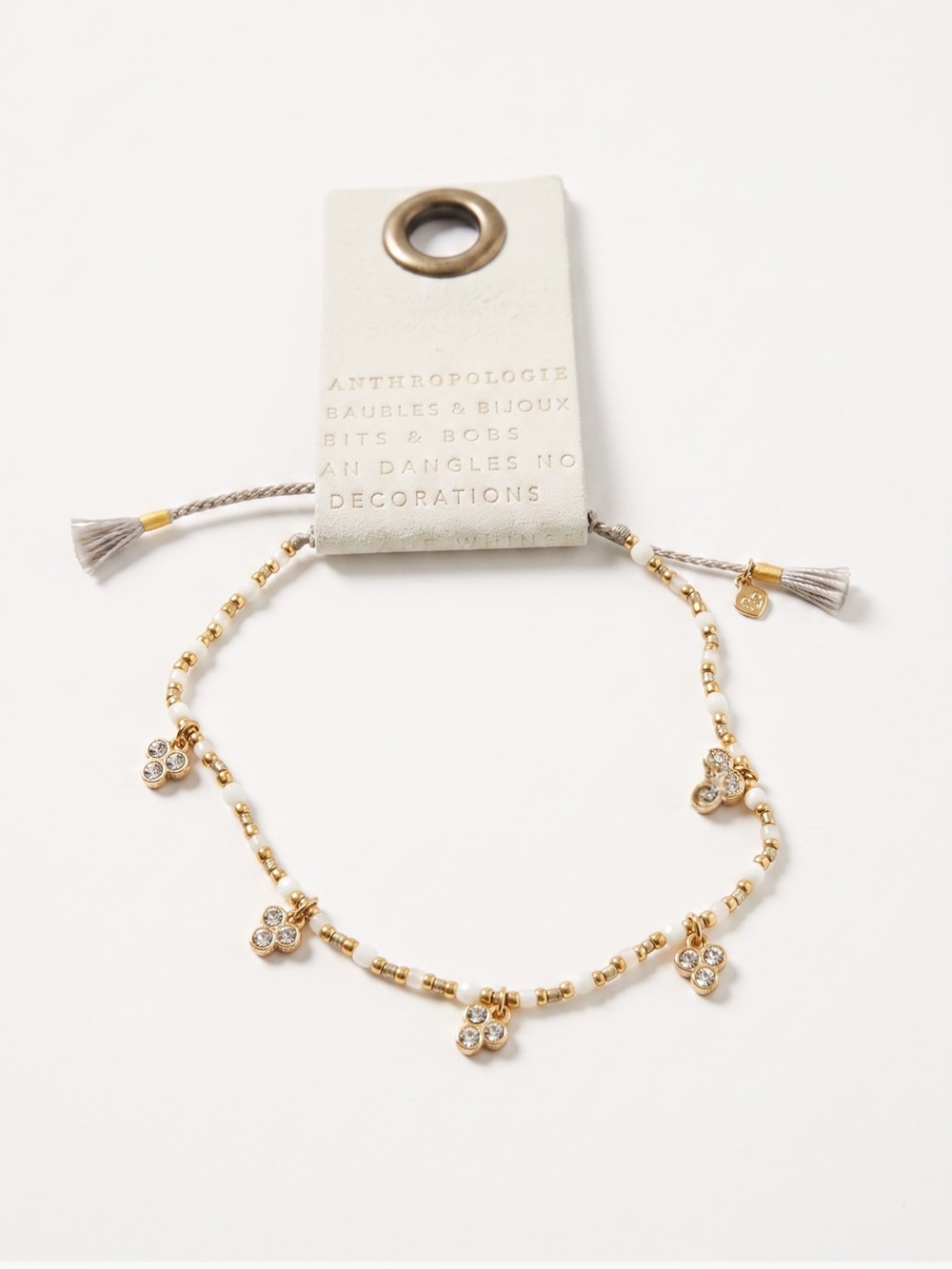 NWT Anthropologie  TAI Pull tie Bracelet White Howlite, Miyuki, and CZ Clusters